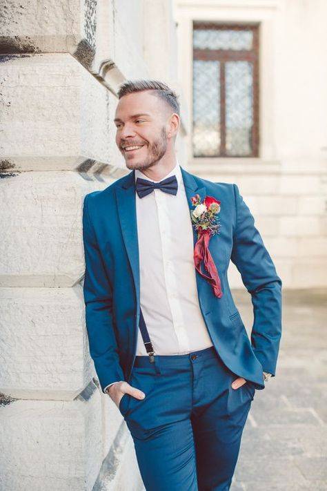 Синий костюм мужской на свадьбу: как должен выглядеть жених, фото