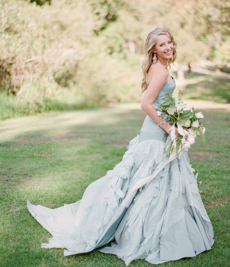 Синее свадебное платье для невесты — фото и видео обзор