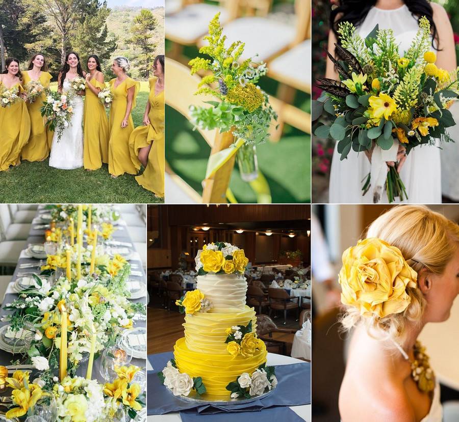 Свадьба в желто-синем цвете — идеи оформление