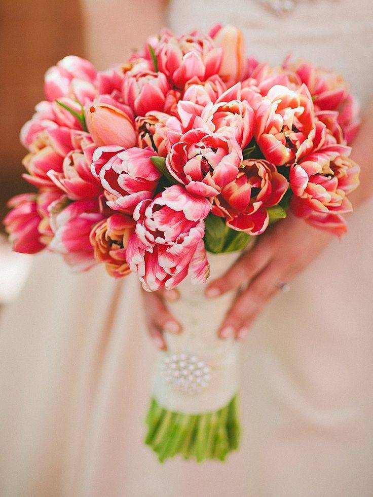 Свадебный букет из тюльпанов [2019]: красных ?, белых & бумажных на фото