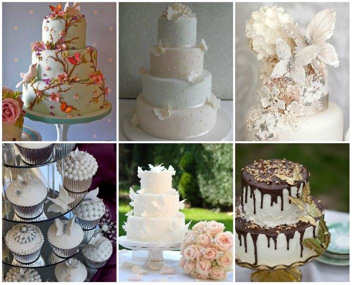 Как украсить своими руками свадебный торт —  бабочками, сердечками, рюшами, кружевами из мастики, крема, глазури