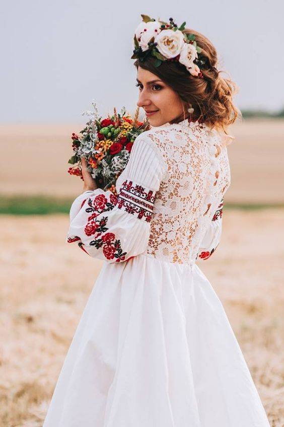 Свадебные платья в русском народном стиле с фото