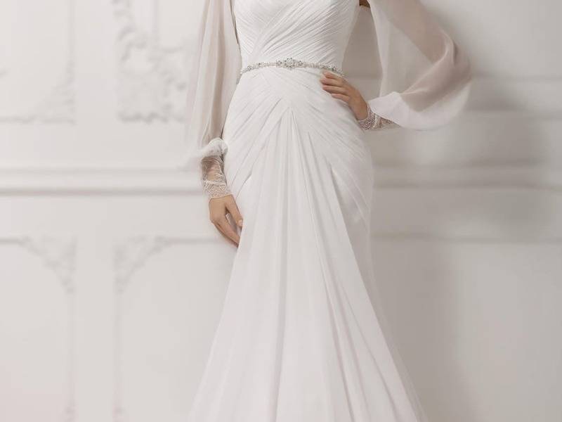 Свадебные платья с рукавами (75 фото): короткие, три четверти, длинные