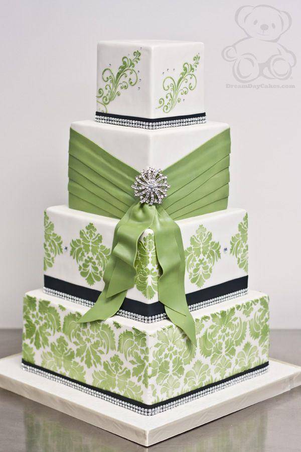 Свадебный торт в зеленом цвете ? & с белым декором в [2019]– фото