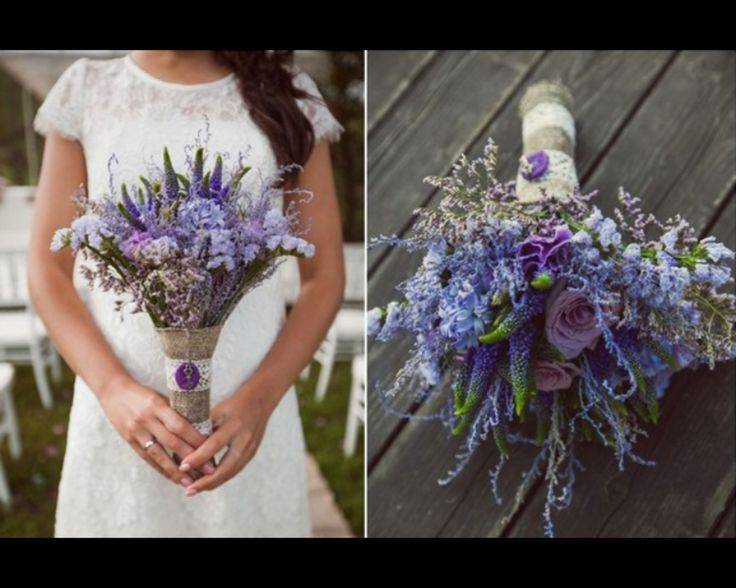 Букет невесты из лаванды - варианты сочетания с другими цветами, фото
