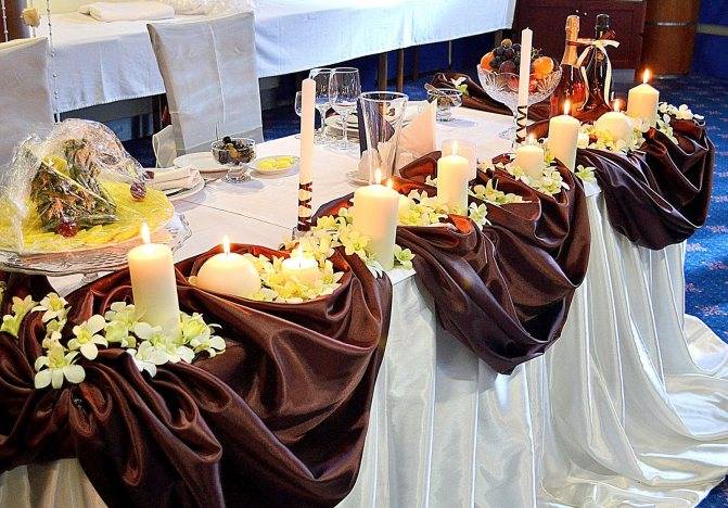 Коричневая, шоколадная, бежевая свадьба: оформление зала и стола