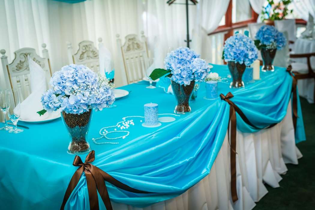 Свадьба в бирюзовом цвете, оформление лазурного праздника