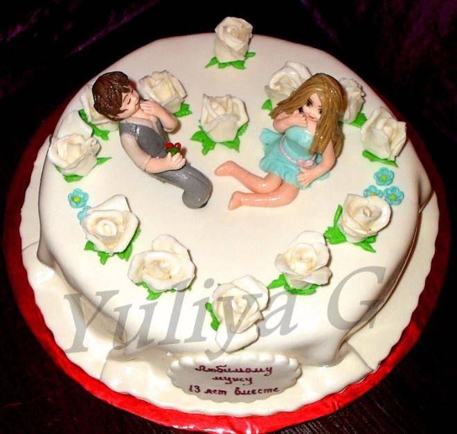 Торт на розовую (оловянную) годовщину свадьбы