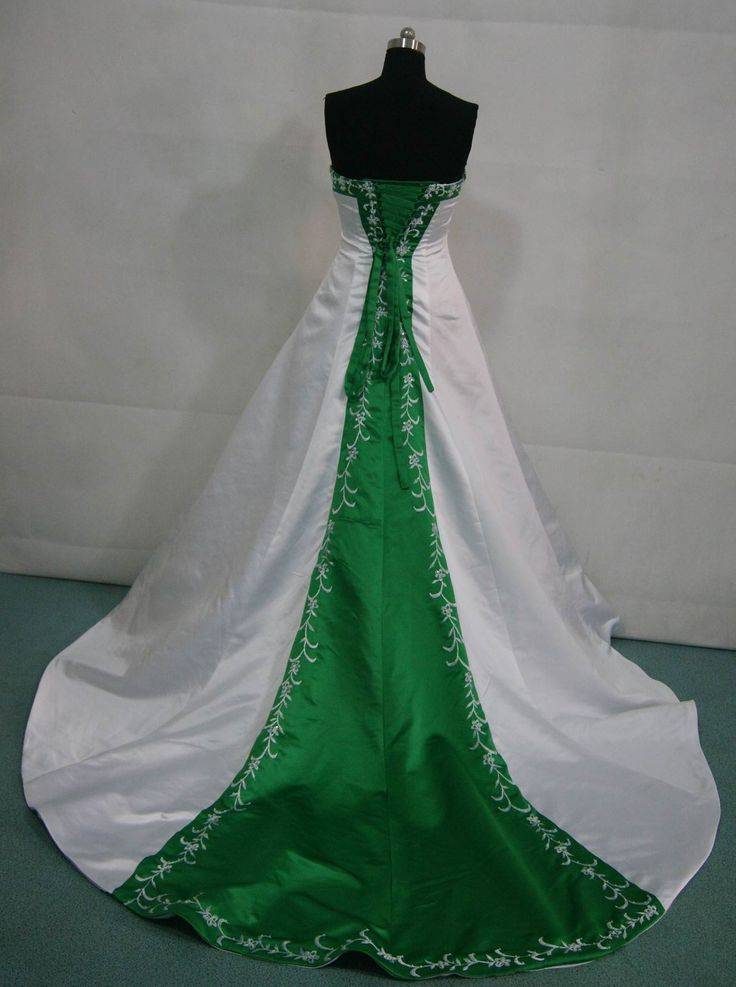 Бело зеленые свадебные платья
