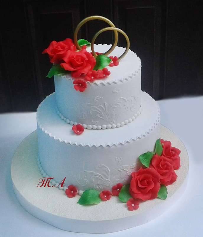 Свадебные торты мастика розовый роза — 20 фото