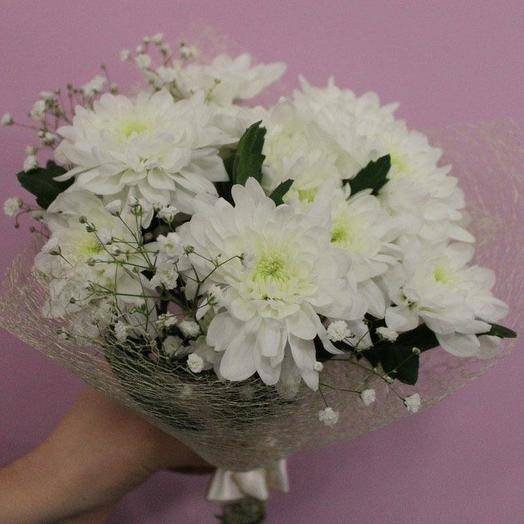 Букет из белых роз и хризантем: мастер-класс и фото