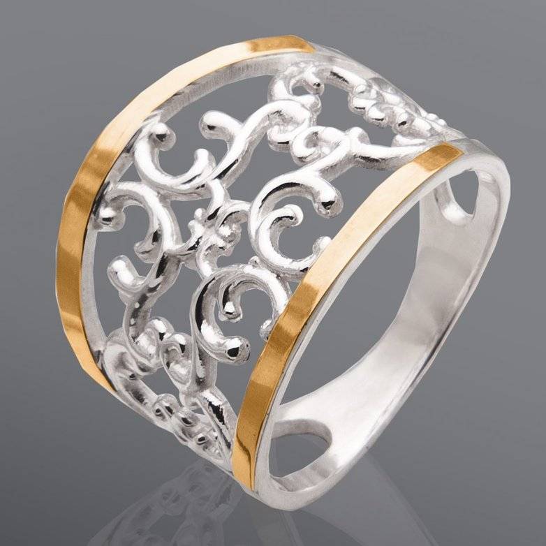 Ажурные обручальные кольца для молодоженов: золотые, серебряные (фото)