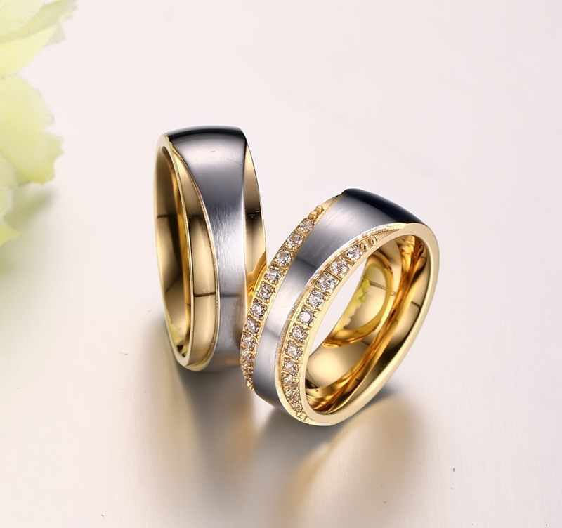 Парные золотые обручальные кольца для влюбленных навеки