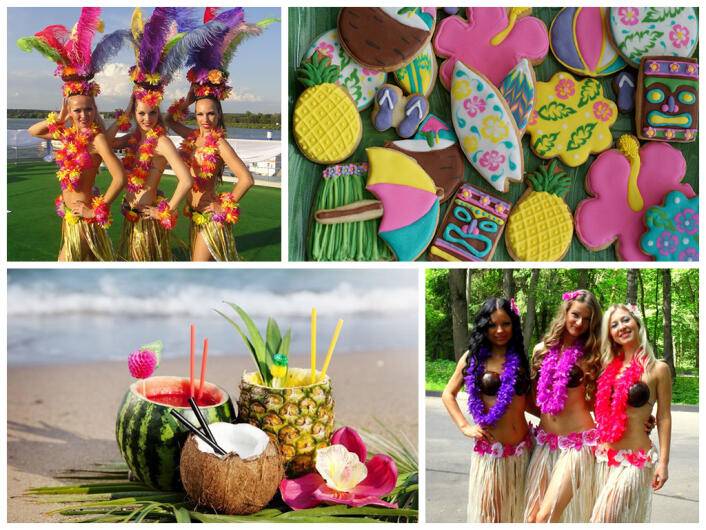 Свадьба в гавайском стиле — пляжный декор, образ молодых