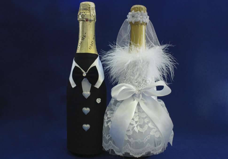 Шампанское на свадьбу "жених и невеста" - коробочка идей и мастер-классов
