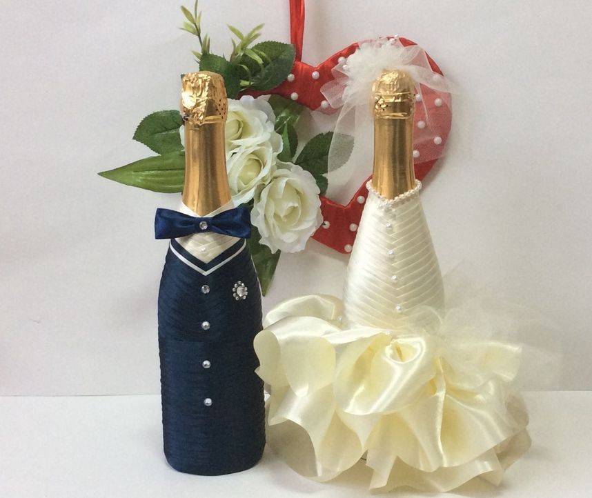 Свадебные бутылки своими руками ???? красивое оформление шампанского на свадьбу