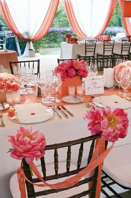 Яркие краски: оформление свадьбы в коралловом цвете – оформление с качественными фото