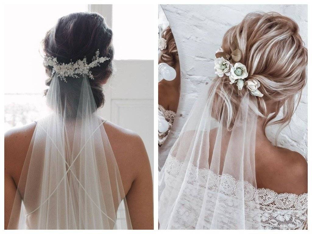 Свадебные прически с фатой на короткие волосы
