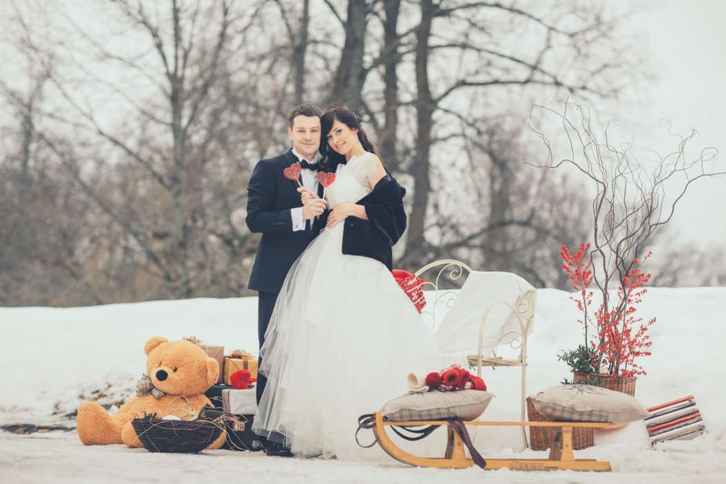 Оригинальные идеи зимней свадебной фотосессии