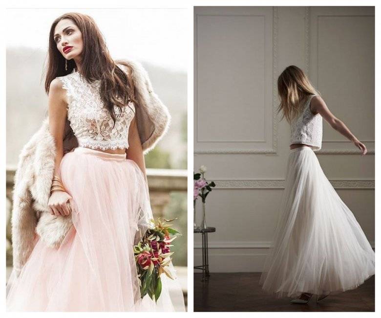 Раздельные свадебные платья с топом и юбкой: как выбрать платье crop top