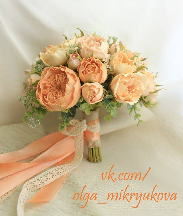 Стильные букеты невесты персикового цвета – обзор модных вариантов