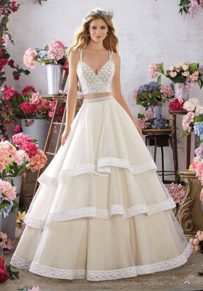 Раздельное свадебное платье (crop top) – топ и юбка отдельно