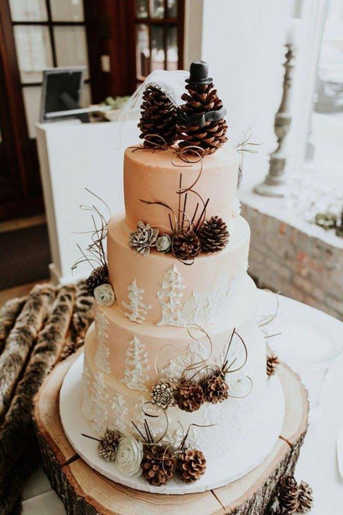 Одноярусные свадебные торты: стильные идеи оформления с фотографиями