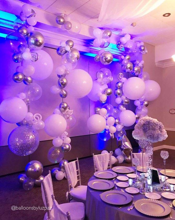 Украшение зала шарами на свадьбу фото