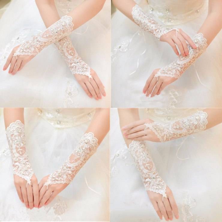 Свадебные перчатки – типы и фото
