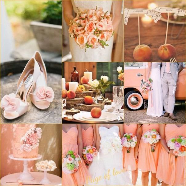 Свадьба в персиковом цвете: оформление зала, выбор аксессуаров