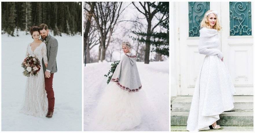 Зимние свадебные платья: выбираем фасон, цвет и материалы (фото)