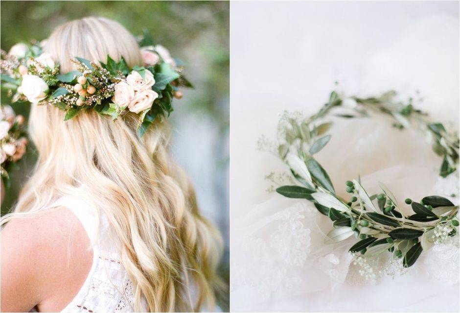 Свадебные венки на голову из живых цветов