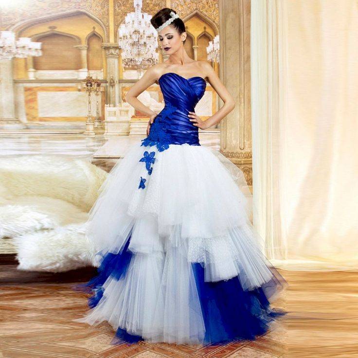 Свадебные платья синего цвета - фото