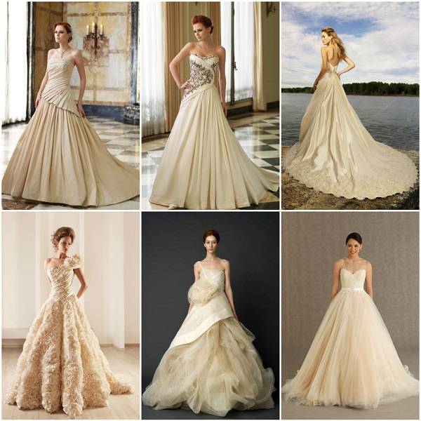 Кремовое свадебное платье: модные фасоны, аксессуары