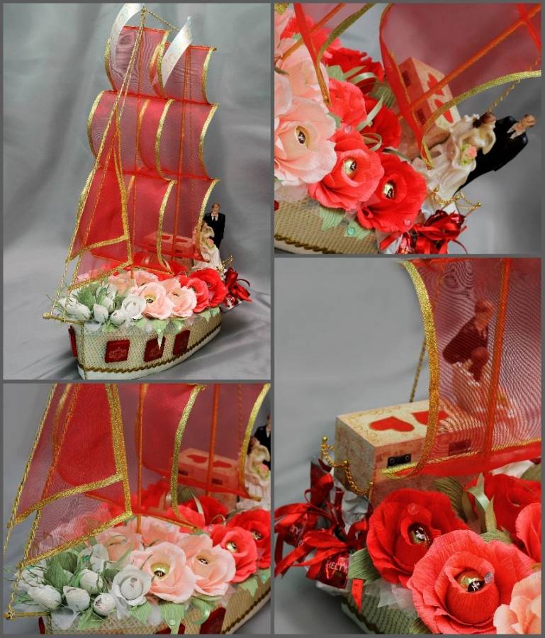 Оригинальный незабываемый подарок своими руками – корабль из конфет на свадьбу