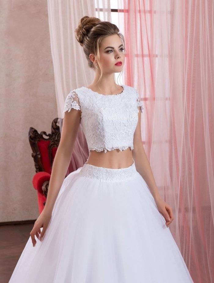 Свадебные платья раздельные топ и юбка (кроп топ, crop top) для невесты - фото