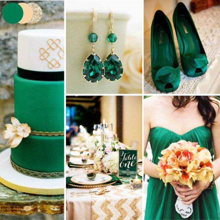Свадебное платье — зеленого, изумрудного цвета