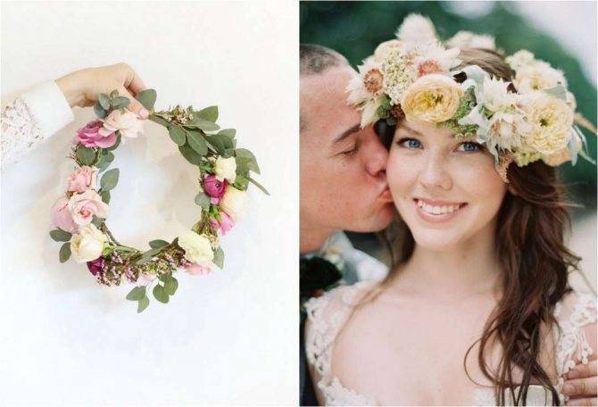 Как сделать венок на голову своими руками: плетение из живых и искусственных цветов, лент, на свадьбу или новый год
