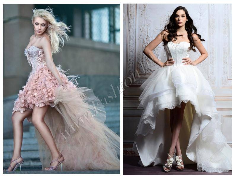 Выбираем свадебное платье короткое спереди и длинное сзади