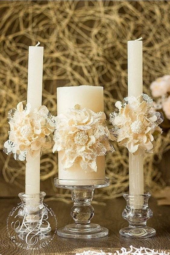 Декор свечей на свадьбу своими руками: как украсить свадебные элементы?