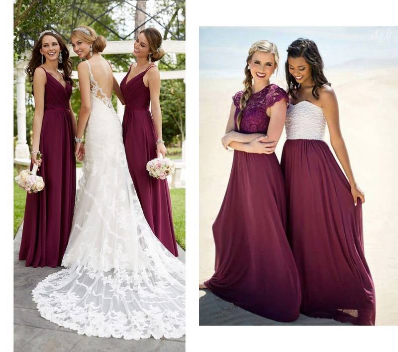 ᐉ красивое платье на свадьбу - бордовое, цвета марсала - svadebniy-mir.su