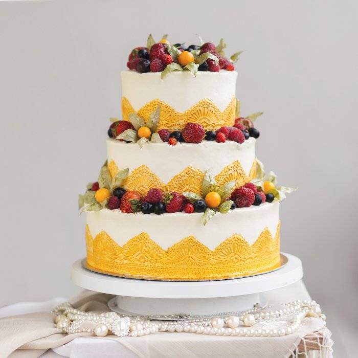 Свадебный торт без мастики (фото)