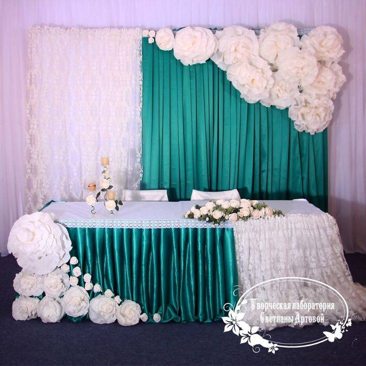 Бумажно-тканевый бюджетный декор – украшение зала на свадьбу цветами