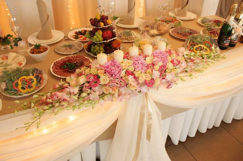 Как украсить и декорировать стол на свадьбу