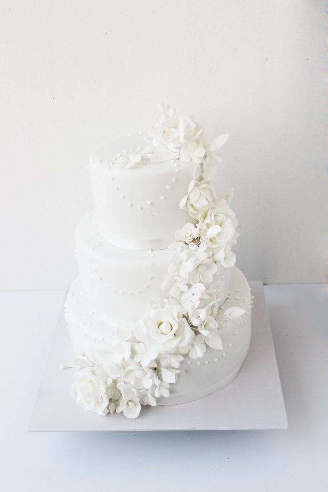 Свадебный торт: двухъярусный в вариантах [2019] года ? без мастики из крема – фото