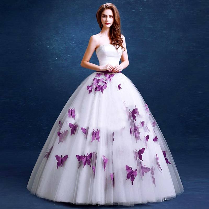 Фиолетовое свадебное платье: выбор фасона и аксессуаров