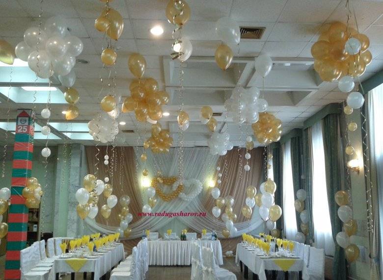 Как украсить зал на свадьбу своими руками шарами, цветами и другим декором?