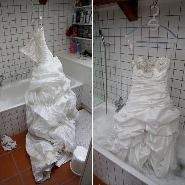 Как стирать свадебное платье в домашних условиях руками и в машинке