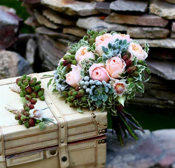 Свадебный букет с суккулентами – выбор креативной невесты