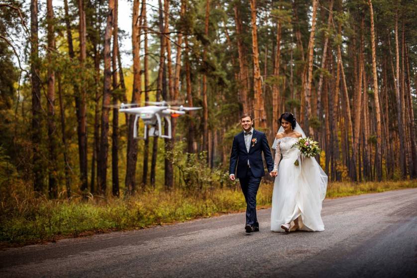 Съемка свадьбы с квадрокоптера – креативные идеи